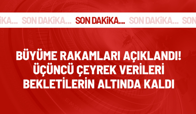 Son Dakika! Türkiye ekonomisi yılın üçüncü çeyreğinde yüzde 3,9 büyüdü
